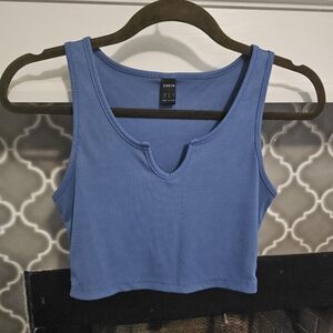 SHEIN Blue Fitted Crop Tank Top